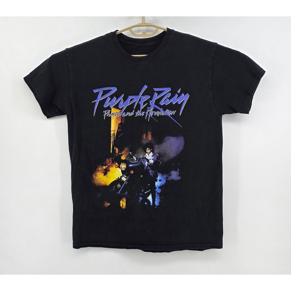 Prince Mens Size M Purple Rain Graphic T Shirt Black Vintage Style Rock Band Tee